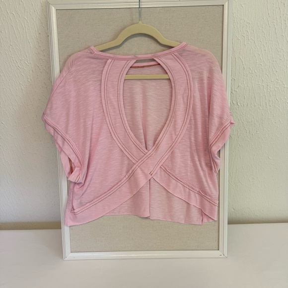 Pink Open Back Relaxed Short Sleeve Tee - Picture 4 of 4
